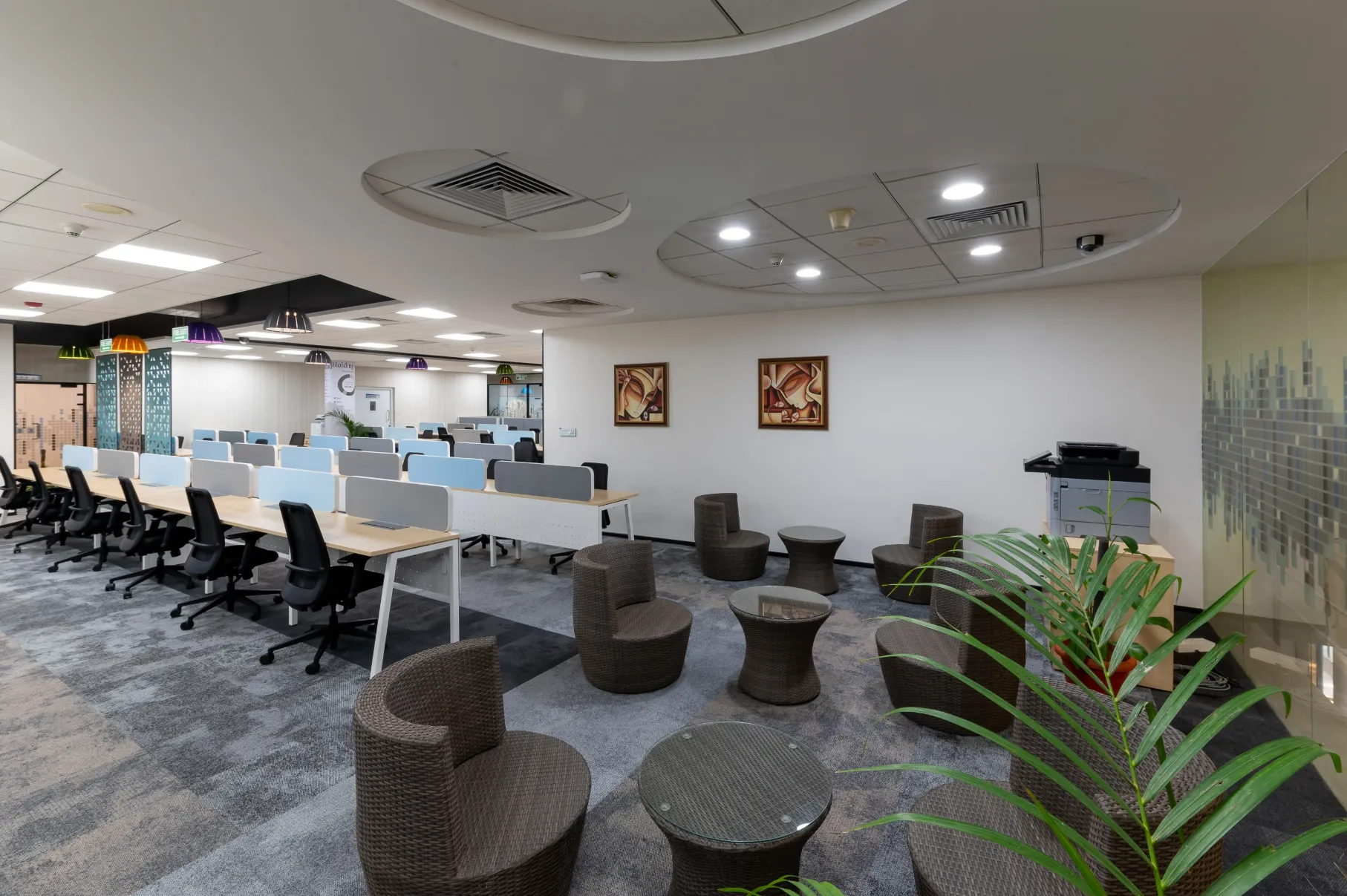 Training room layout and writable glass boards
