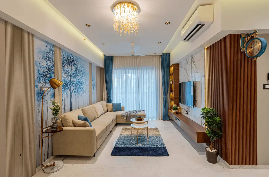 Spacious minimalist drawing room setup