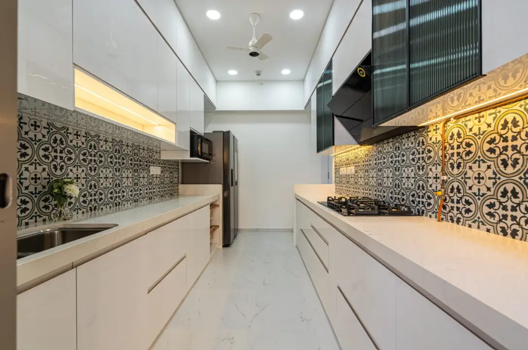 Minimalist cabinetry shutters and handleless profile