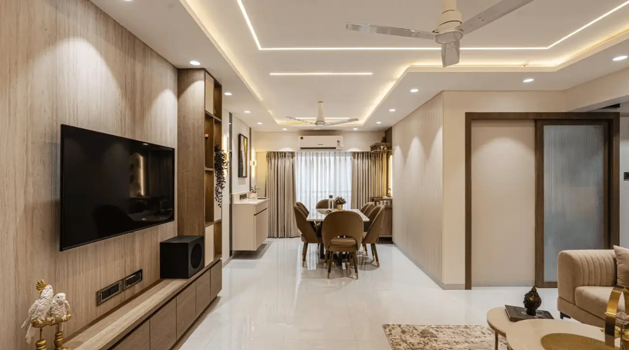 Floor-to-ceiling sheer drapery integration