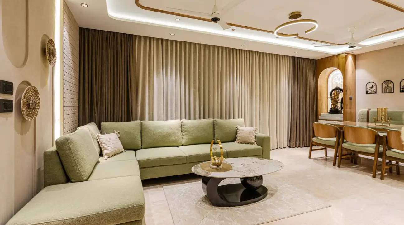 Architectural brass and timber partition detail